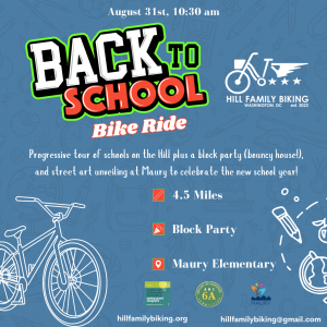 Back to School Bike Ride Logo with images of a bicycle 